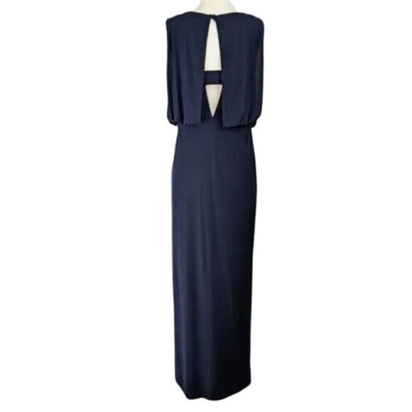 Cache Navy Blue Gown Woman’s Sz 8 Beaded Embellished Chiffon - Picture 2 of 12